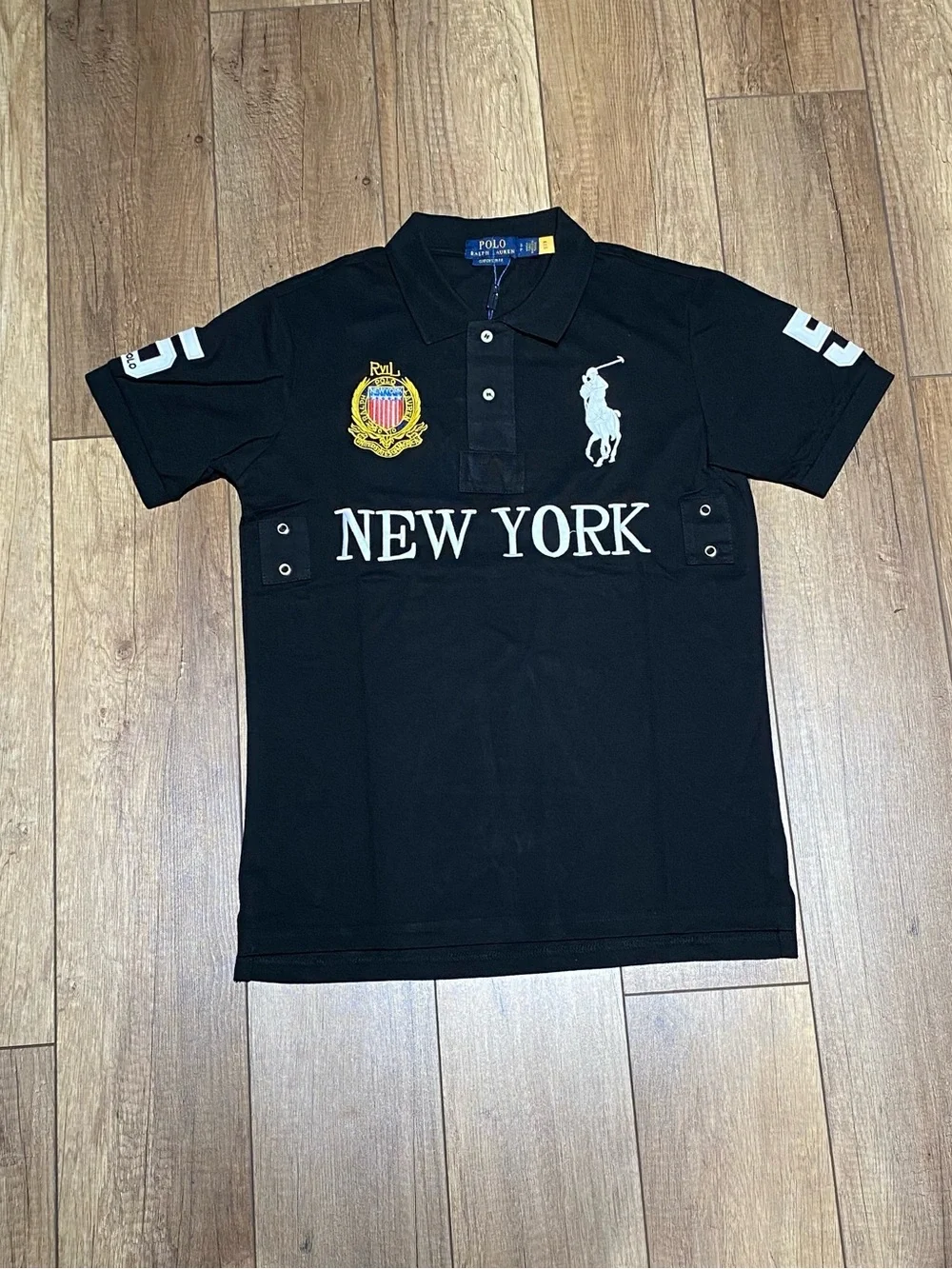 Polo Ralph Lauren Mens Black and White Polo Shirt Short Sleeve Brand New